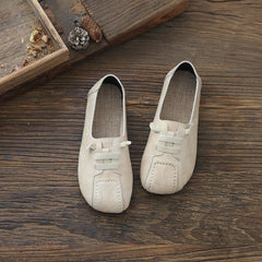 Women Spring PU Linen Flat Retro Casual Shoes