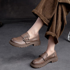 Women Spring Retro Leather Casual Shoes