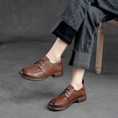 Women Spring Retro Leather Causal Shoes