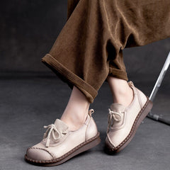 Women Spring Retro Leather Soft Casual Shoes