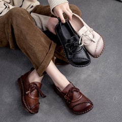 Women Spring Retro Leather Soft Casual Shoes