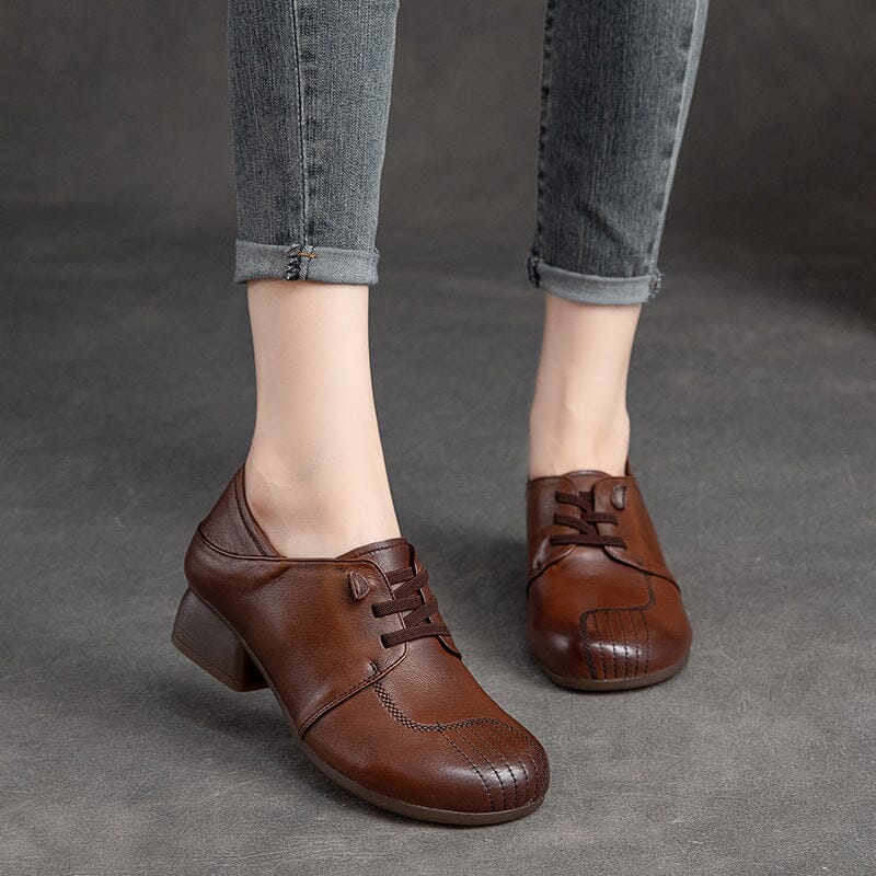 Women Spring Retro Soft Leather Casual Shoes