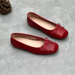 Women Spring Summer Leather Flats Casual Shoes