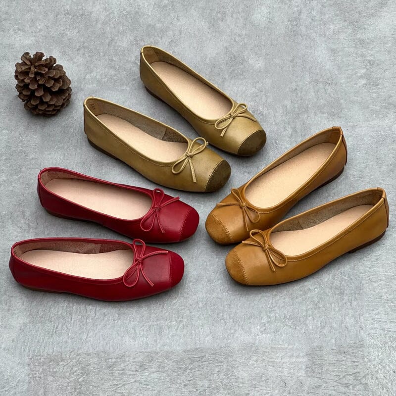 Women Spring Summer Leather Flats Casual Shoes