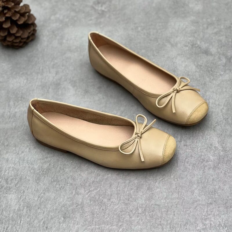 Women Spring Summer Leather Flats Casual Shoes