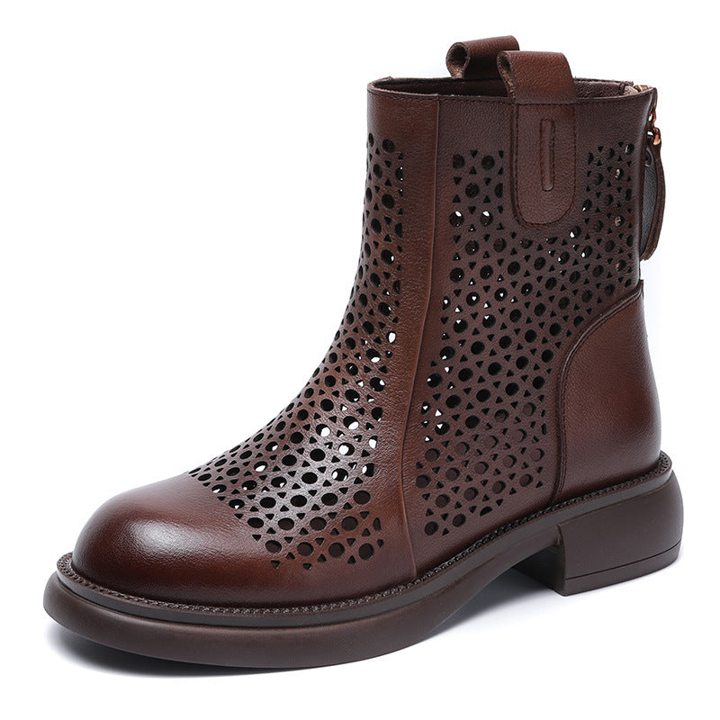 Women Spring Summer Vintage Hollow Leather Boots