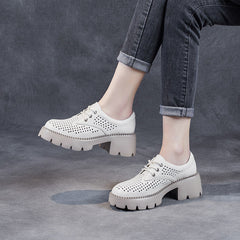 Women Summer Hollow Leather Casual Shoes