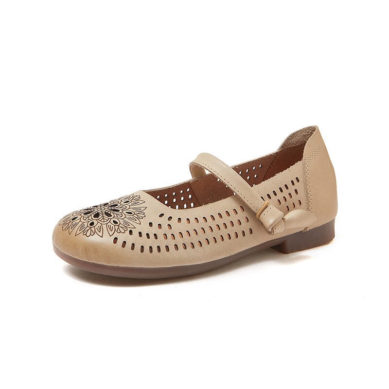 Women Summer Hollow Leather Casual Shoes