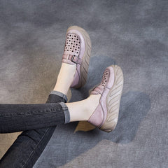 Women Summer Hollow leather Thick Sole Casual Shoes