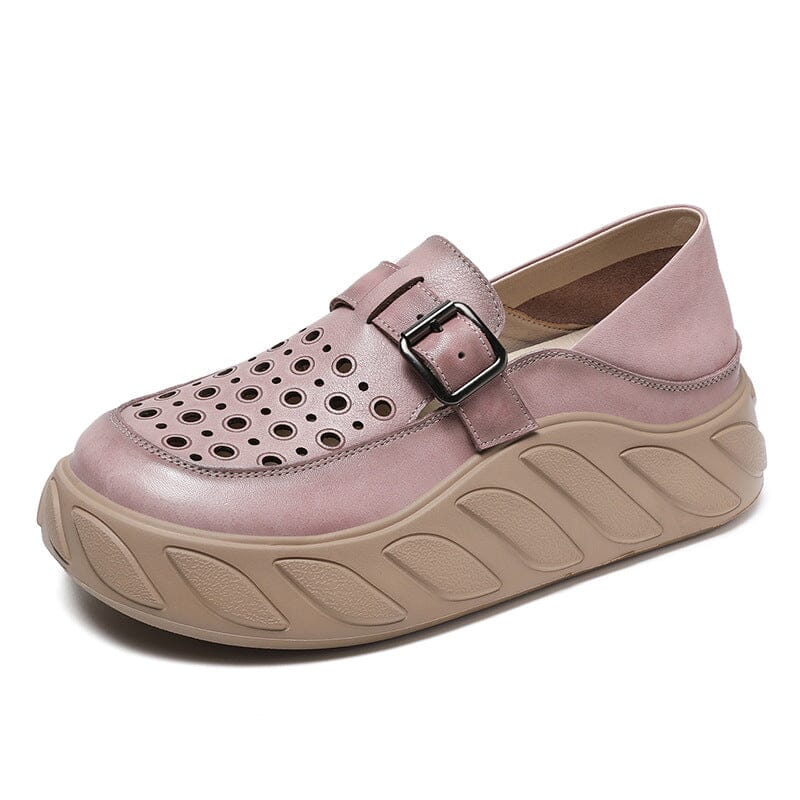 Women Summer Hollow leather Thick Sole Casual Shoes