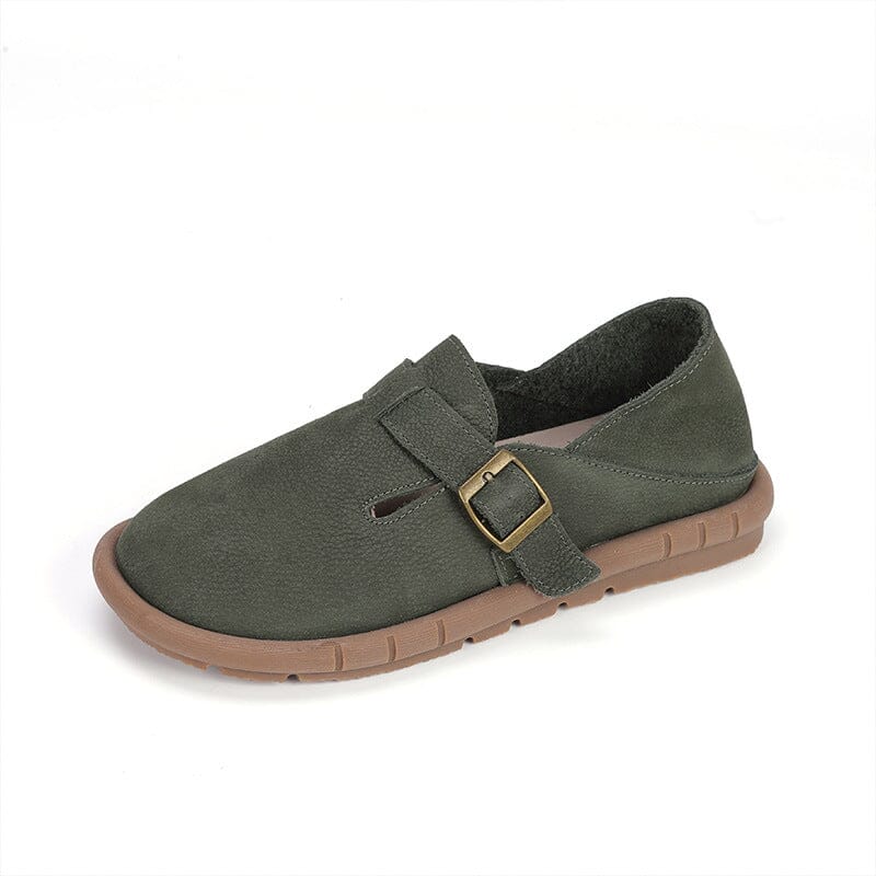 Women Summer Retro Leather Flat Casual Shoes