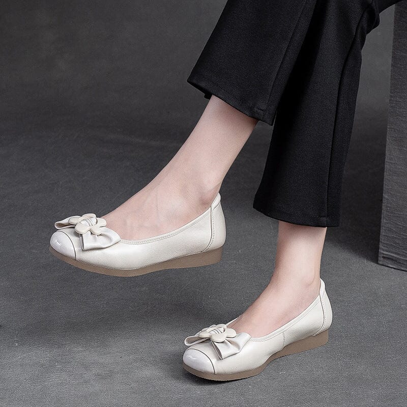 Women Summer Soft Leather Flat Casual Shoes