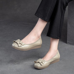 Women Summer Soft Leather Flat Casual Shoes