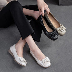 Women Summer Soft Leather Flat Casual Shoes