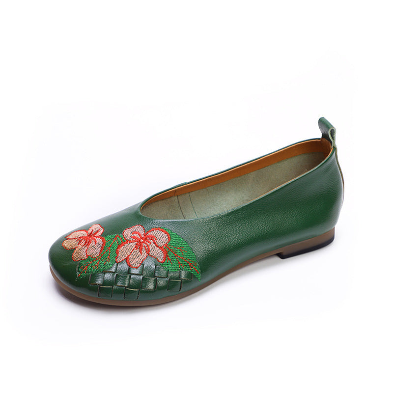 Women Summer Vintage Floral Embroidery Casual Shoes