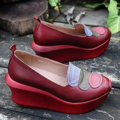 Women Wedge Sewing Paneled Casual Soft Shoes