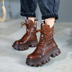 Women Winter Retro Fashion Casual Plush Leather Boots