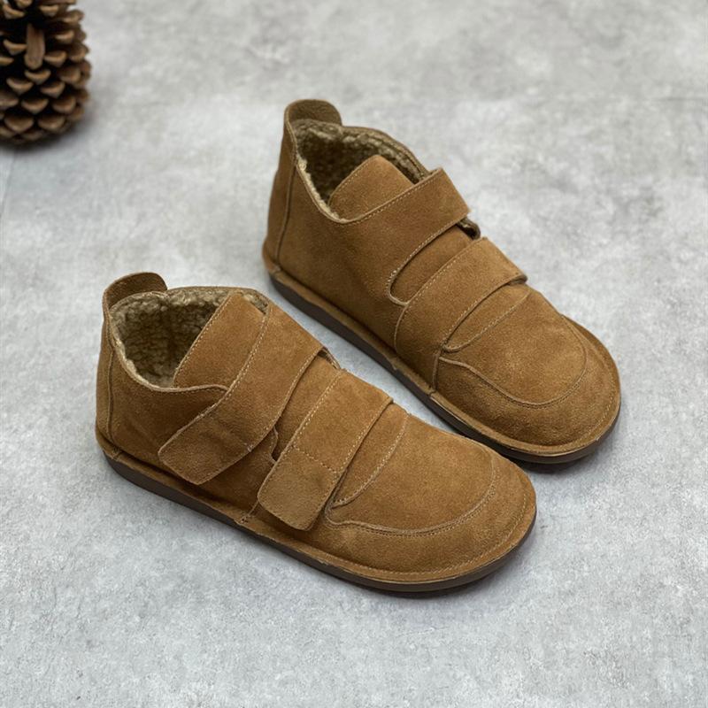 Women Winter Retro Velcro Tape Plush Casual Shoes