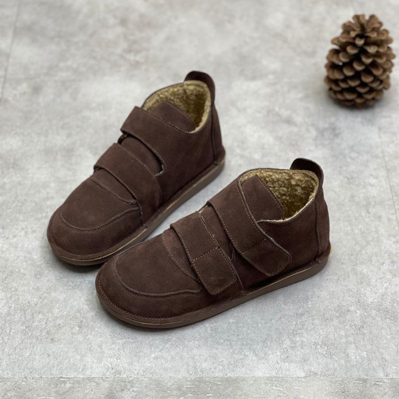 Women Winter Retro Velcro Tape Plush Casual Shoes