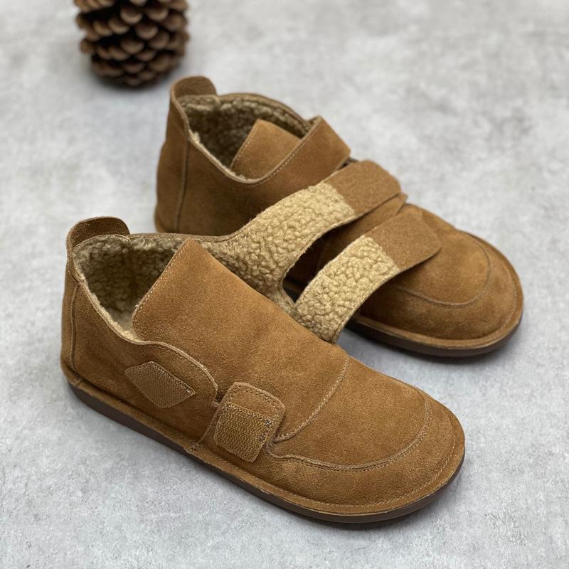 Women Winter Retro Velcro Tape Plush Casual Shoes