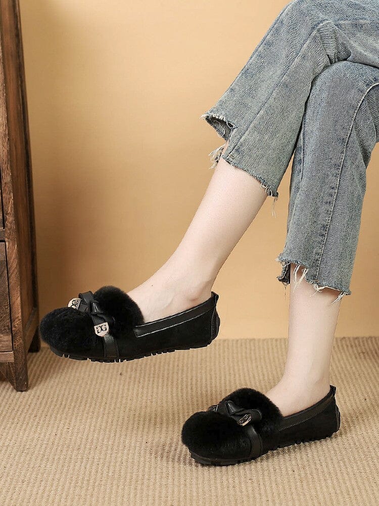 Women Winter Soft Furred Flat Causal Shoes