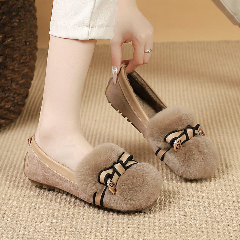 Women Winter Soft Furred Flat Causal Shoes