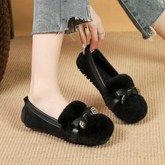 Women Winter Soft Furred Flat Causal Shoes