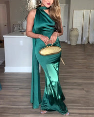 Sexy Solid Color One Shoulder Party Dress