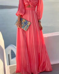 Fashion Twist Chest Loose Puff Sleeve Dress