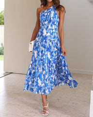 Elegant One Shoulder Print Dress