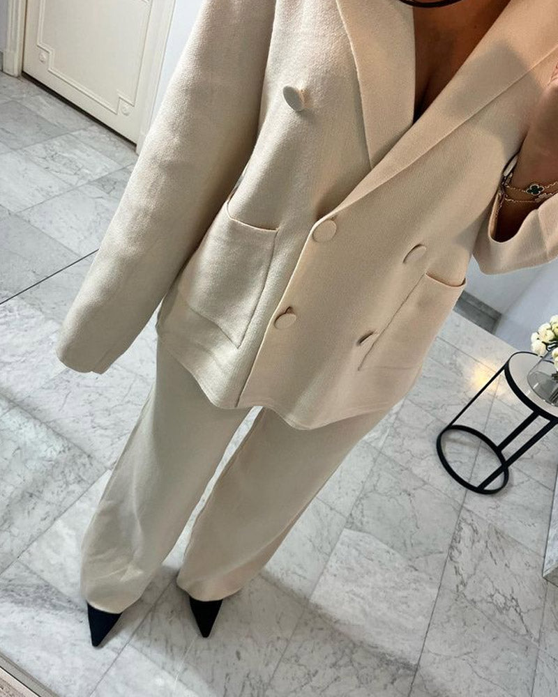 Solid Color Two-piece Casual Suit