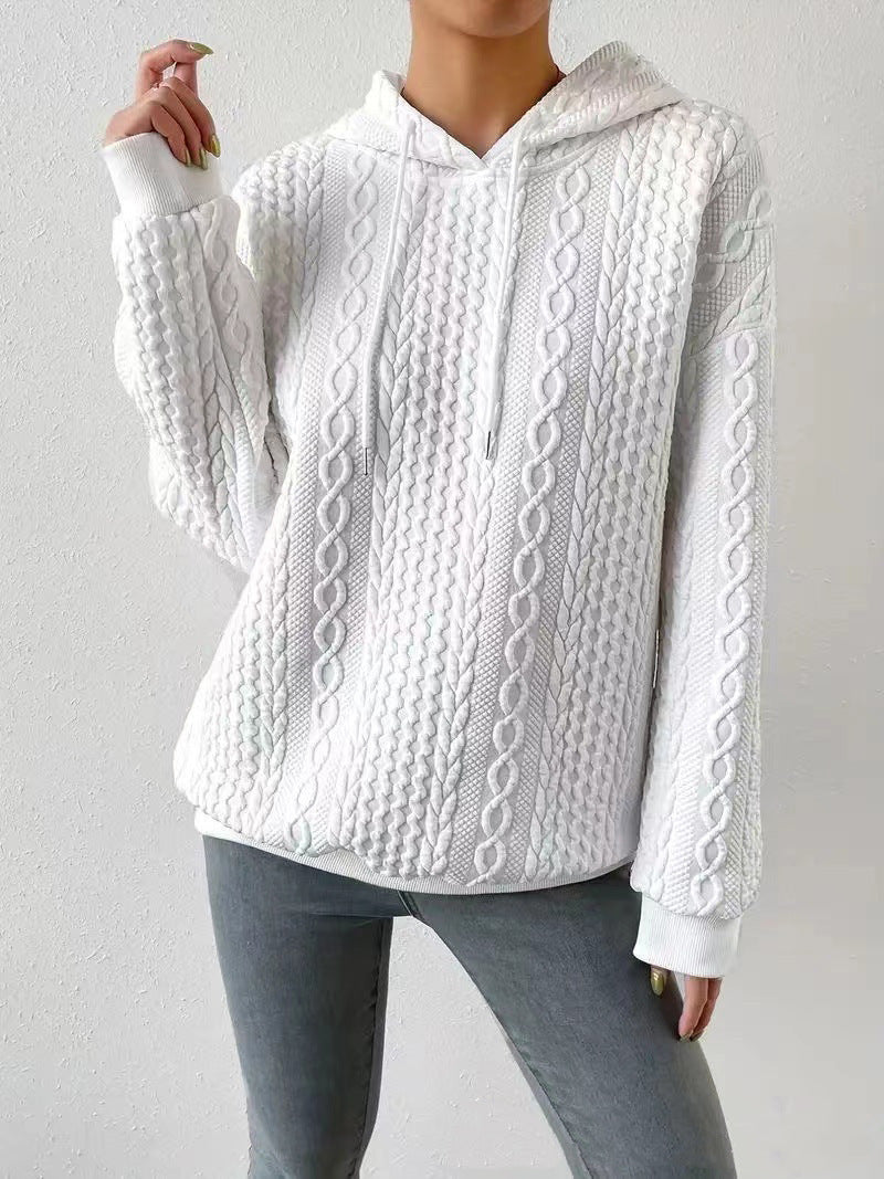 Solid Color Knit Hooded Sweater