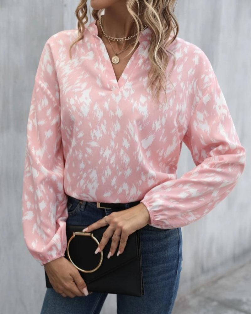 Fashionable V-neck Printed Top