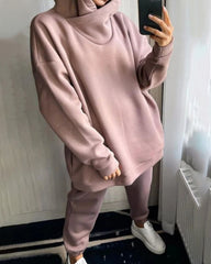 Casual Hoodie Solid Color Two-Piece Suit