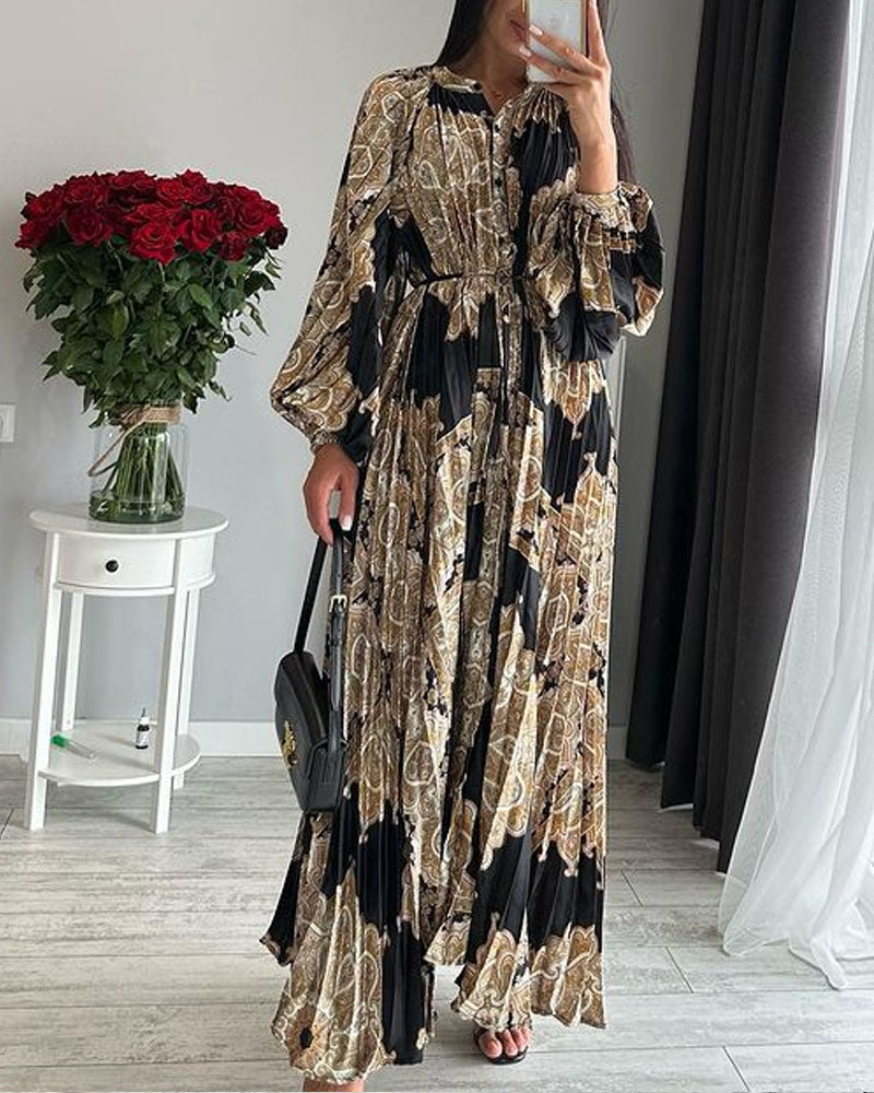 Stylish Printed Pleated Dress