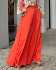 Casual V-Neck Floral Print Top & Wide Leg Pants Two-Piece Set