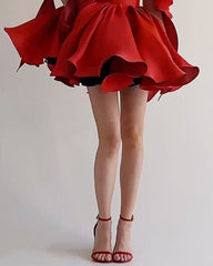 Solid Color Strapless Bow Embellished Puffy Party Dress