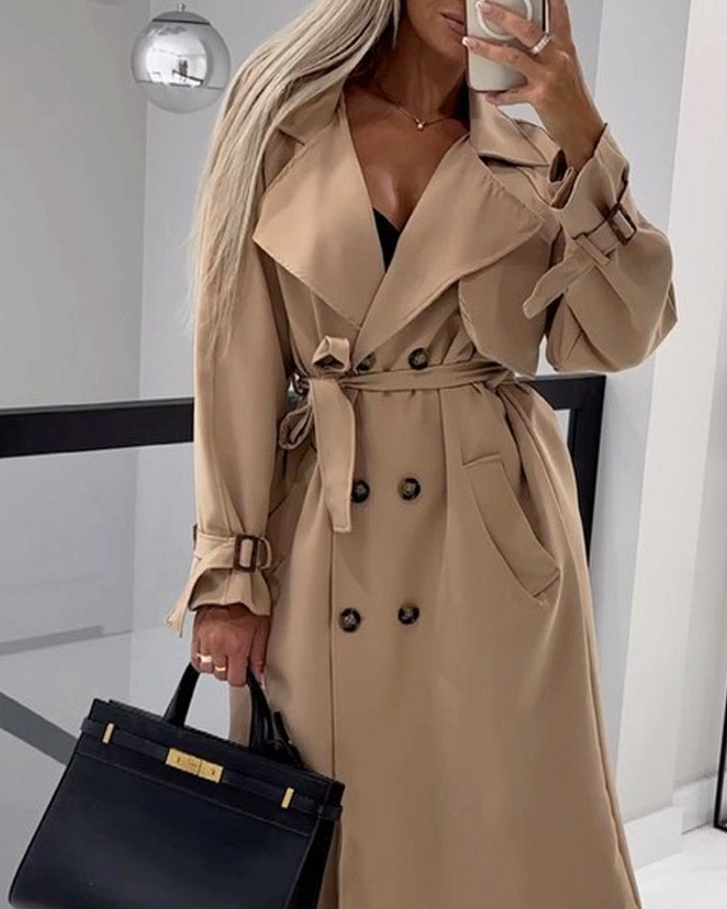 Solid Color Lapel Fashion Casual Temperament Coat