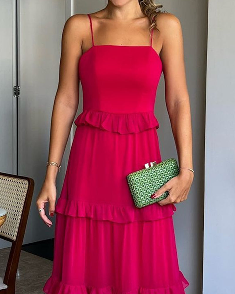 Casual Solid Color Sling Dress