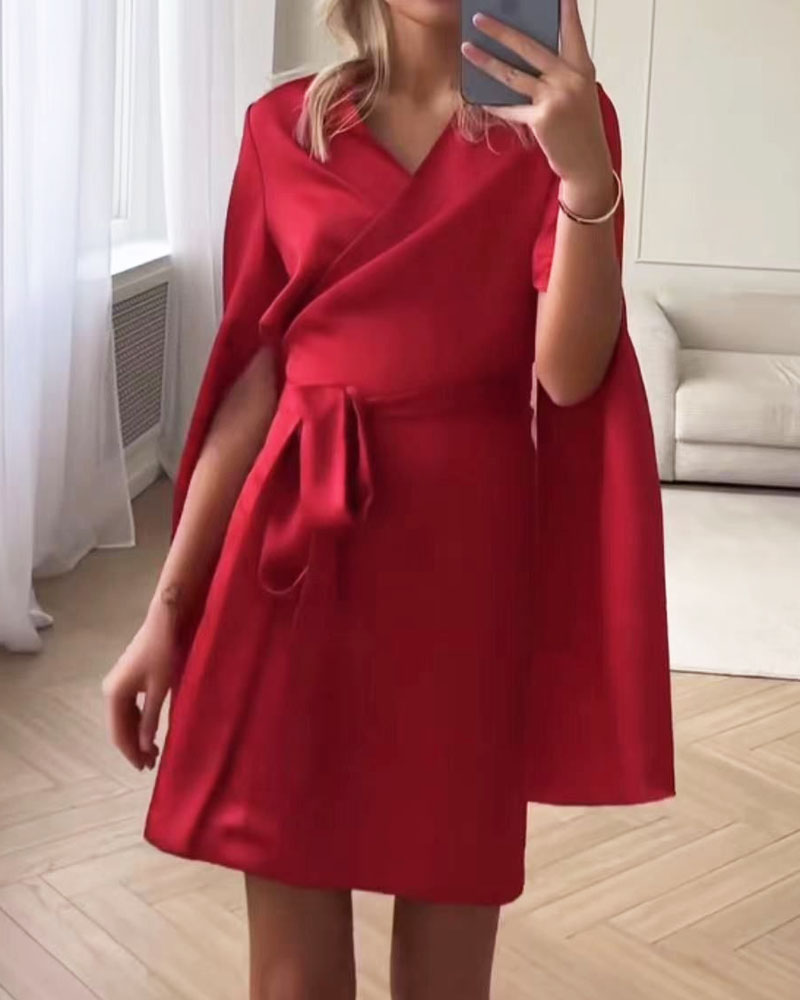 Elegant Solid Color V-neck Party Dress