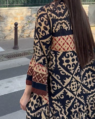 Fashion V-Neck Long Sleeve Print Dress