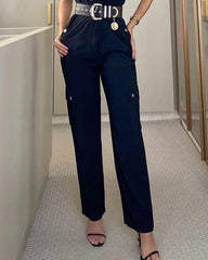 Solid Color Snap Button Casual Jumpsuit