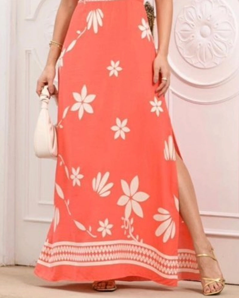 Casual Printed Slit Dress