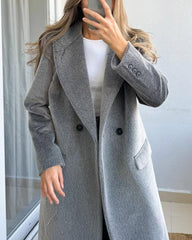 Solid Color Casual and Fashionable Woolen Coat