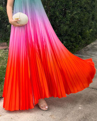 Gradient Off-shoulder Pleated Holiday Dress