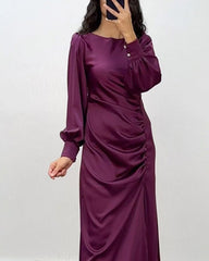 Solid Color Satin Slim Fashion Dress