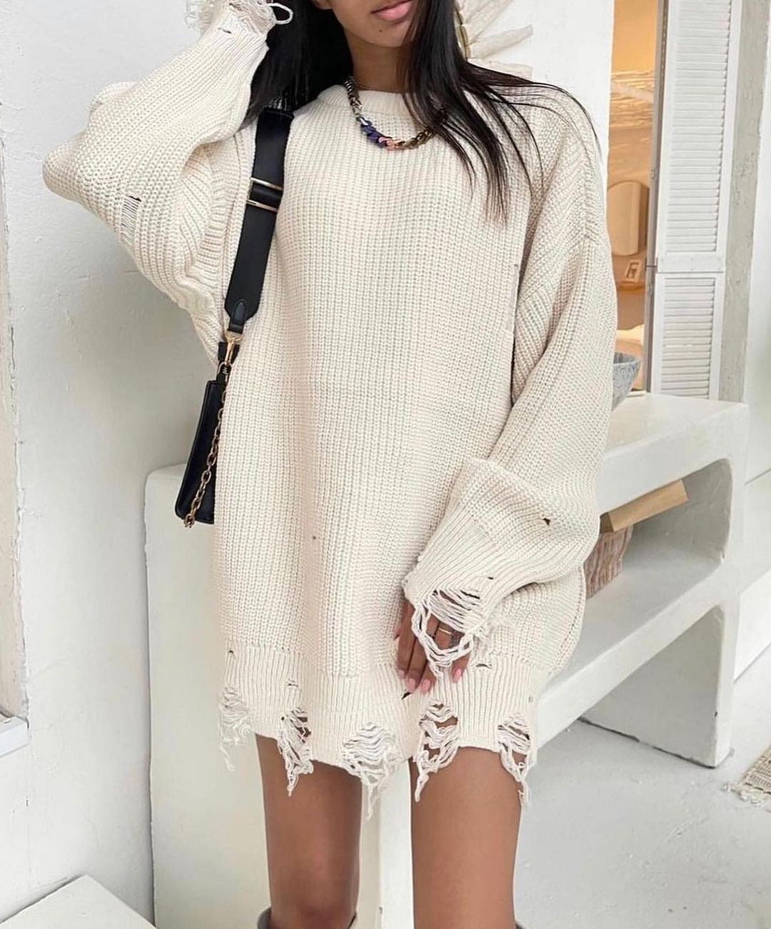 Solid Color Loose Knit Sweater