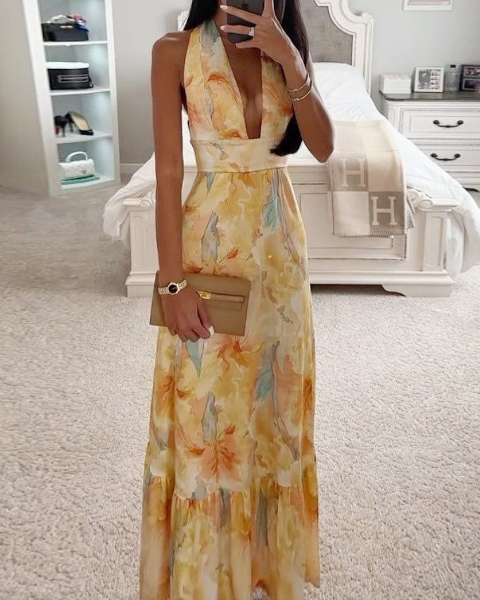 sleeveless printed dress