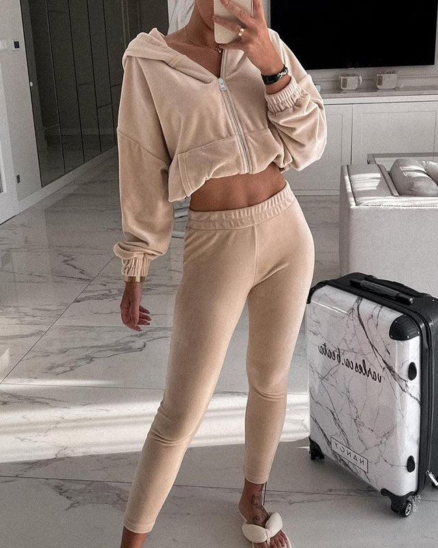 Loose Hooded Sweater Pants Set Two-Piece Set