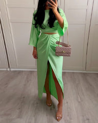 Casual solid color two-piece set